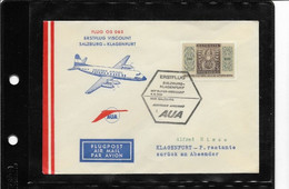 181) Busta Austria 1°volo Erstflug AUA  Salzburg Klagenfurt 9.6.1966 Viscount Austrian Airlines 150 Anni Banca Nazionale - Premiers Vols