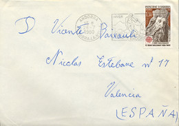 1980 ANDORRA , SOBRE CIRCULADO A VALENCIA , CARLOMAGNO , TEMA EUROPA - Covers & Documents