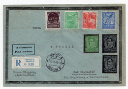 1935. KINGDOM OF YUGOSLAVIA,SERBIA,ZEMUN,AIRMAIL,REGISTERED COVER TO GERMANY - Posta Aerea