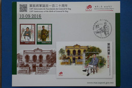 AA10 CHINA  CARTE COMMEMORATIVE TIMBRE GENERAL YE TING    2016 FILATELIA CURIOSITE - Briefe U. Dokumente