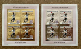 Stamps Minisheets Olympic Games Ping-Pong Athénes 2004 Gold & Silver Central Africa Perf - Eté 2004: Athènes - Paralympic