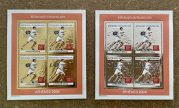 Stamps Minisheets Olympic Games Tennis Athénes 2004 Gold & Silver Central Africa Perf - Sommer 2004: Athen - Paralympics