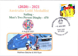 (2 A 3) 2020 Tokyo Summer Olympic Games - Australia Gold Medal FDI Cover Postmarked SA Adelaide (sailing) - Zomer 2020: Tokio