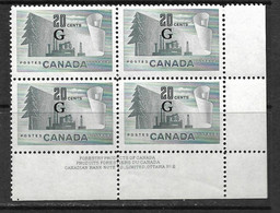 CANADA 1952 SERVICE  BLOC DE 4 YVERT N°S31 NEUF MNH**/MLH* - Otros & Sin Clasificación