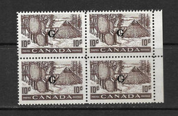 CANADA 1950/51 SERVICE  BLOC DE 4 YVERT N°S25 NEUF MNH**/MLH* - Autres & Non Classés