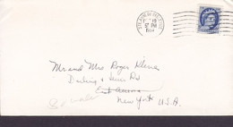 Canada STE. ANNE DE BELLEVUE 1957 Cover Lettre NEW YORK United States 4c. QEII. 4-Sided Perf. - Storia Postale
