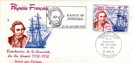 Hapex 78 Honolulu - Cachet Spécial Sur FDC James Cook - Papeete 1978- Découverte De Hawaï - Lettres & Documents