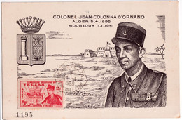 FEZZAN - 1950 - CARTE POSTALE MAXIMUM COLONEL D'ORNANO OBLITERATION De SEBHA - Briefe U. Dokumente