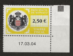 TIMBRES FISCAUX DE MONACO SERIE UNIFIEE N°119 2F50 Jaune   Coin Daté Du 17 3 04 Neuf Gomme Mnh (**) - Fiscaux