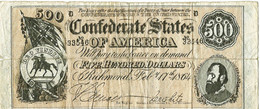 Confederate States Of America  500 $ Richmond  Feb-17th-1864 Gebruikt (3182) - Other & Unclassified