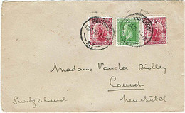 NZ - SWITZERLAND 1923 DOMINION & KGV COMMERCIAL COVER 2.1/2d RATE PUKEKOHE CDS - Covers & Documents
