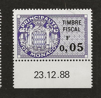 TIMBRES FISCAUX DE MONACO SERIE UNIFIEE N°84  5 C Violet  Coin Daté Du 23 12 88 Neuf Gomme Mnh (**) - Fiscaux
