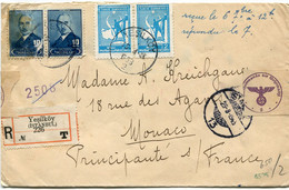 TURQUIE LETTRE RECOMMANDEE CENSUREE DEPART YESILKOY 15-8-43 POUR MONACO - Brieven En Documenten