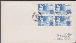 1955. CANADA. ALBERTA 5 C In 4-block On FDC OTTAWA JUN 30 1955.  (Michel 304) - JF424609 - Storia Postale