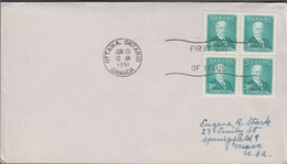 1951. CANADA. SIR R. L. BORDEN 3 C In 4-block On FDC OTTAWA JUN 25 1951.  (Michel 263) - JF424612 - Covers & Documents