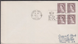 1953. CANADA. ELIZABETH 1 C In 4-block On FDC OTTAWAMAY 1 1953.  (Michel 277) - JF424613 - Briefe U. Dokumente