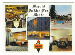 CP MULTIVUES MENDE, HOTEL RESTAURANT MAPOTEL DU LION D'OR, RENAULT 4L, CHAMBRE, PISCINE, LOZERE 48 - Mende