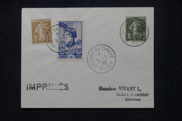 FRANCE - Vignette Jeanne D'Arc ( Non Dentelé ) De La Journée Du Timbre De Rouen En 1939 Sur Enveloppe - L 106337 - Briefmarkenmessen