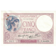 France, 5 Francs, 1939, 1939-10-19, SUP, Fayette:4.12, KM:83 - 5 F 1917-1940 ''Violet''