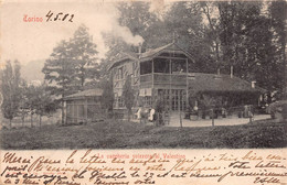 013004 "TORINO - LA VACCHERIA SVIZZERA AL VALENTINO - CAFFE'" ANIMATA. CART SPED 1902 - Parks & Gärten