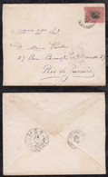 Brazil Brasil 1897 Cover 100R Madrugada Minas To RIO Back Ambulante Railway Postmark - Lettres & Documents