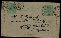 ROMANIA 1900 POSTCARD SENT IN 15/10/1900 FROM BUCHAREST VF!! - Briefe U. Dokumente