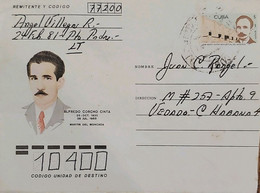 O)1953 CUBA, CARIBBEAN,ALFREDO CORCHO CINTA, MARTIR DEL MONCADA, JOSE MARTI, AEROGRAM CIRCULATED, XF - Covers & Documents