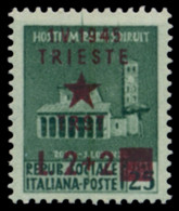 TRIESTE OCC. JUGOSLAVA 1945 2 L. + 2 L. SOPRASTAMPA SPOSTATA IN ALTO (Sass. 7c) MLH * - Yugoslavian Occ.: Trieste