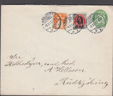 1910. DANMARK.  5 øre Envelope + 1 øre + 4 On 8 øre On Envelope From ROSKILDE 5.3.10 ... (Michel 42A + 40Z) - JF424965 - Storia Postale