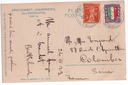 1923 - TIMBRE PRO-JUVENTUTE (ARMOIRIES) Sur CP De SÄNTISGEBIET Avec CACHET FERROVIAIRE "BAHNPOST" !! => COLOMBES - Covers & Documents