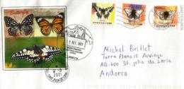 Butterflies / Papillons 2021 Lettre Danemark Adressée Andorra, Avec Timbres à Date Arrivée Des Deux Administrations Post - Cartas & Documentos