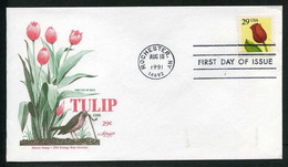 USA 1991 Tulip Coil, Rochester August 16 (Artmaster) FDC | Flowers [Bird On Cover] - 1991-2000