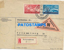 170263 LIECHTENSTEIN TRIESENBERG COVER CANCEL YEAR 1937 REGISTERED NO POSTAL POSTCARD - Entiers Postaux