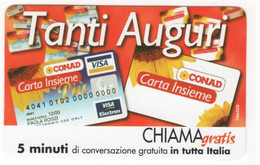 CHIAMAGRATIS CONAD TANTI AUGURI, Usata Tiratura 250.000, Mantegazza, 30/04/2000 - Autres & Non Classés