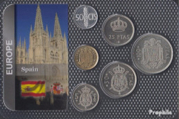 Spanien 1975 Stgl./unzirkuliert Kursmünzen Stgl./unzirkuliert 1975 50 Centimos Bis 100 Pesetas - Ongebruikte Sets & Proefsets