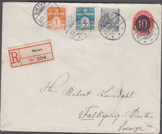 1907. DANMARK.  10 On 8 øre Envelope + 1 + 4 øre Wavy Lines + 20 øre Christian IX Wit... (Michel 49) - JF424982 - Brieven En Documenten