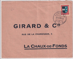 SUISSE - 1927 - PRO JUVENTUTE - ENVELOPPE De LIESTAL => LA CHAUX-DE-FONDS - Covers & Documents