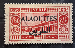 ALAOUITES 1925 , Yvert No 28 A , 1 P 50 Rouge , Surcharge Noire  Obl Cote 25 Euros - Oblitérés