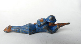 FIGURINE PLOMB CREUX CL CHARLES LANOY SOLDAT CASQUE ADRIAN TENUE Bleue TIREUR FUSIL ALLONGE - Soldats De Plomb