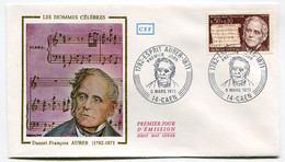 RC 21365 FRANCE ESPRIT AUBER MUSIQUE CAEN 1971 ENVELOPPE 1er JOUR FDC - 1970-1979