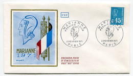 RC 21367 FRANCE MARIANNE DE BEQUET 1971 ENVELOPPE 1er JOUR FDC - 1970-1979
