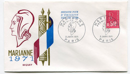 RC 21368 FRANCE MARIANNE DE BEQUET 1971 ENVELOPPE 1er JOUR FDC - 1970-1979