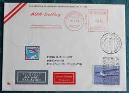 AUA  Klagenfurt  Frankfurt   1963     Air Aviation  First Flight Erstflug   #cover5323 - Erst- U. Sonderflugbriefe