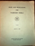 Naval Architecture - Rules And Regulations For Passenger Vessels - Forces Armées Américaines