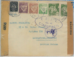 74145 - PORTUGAL - Postal History - CENSORED COVER: MADEIRA To BRITISH GUYANA - Otros & Sin Clasificación