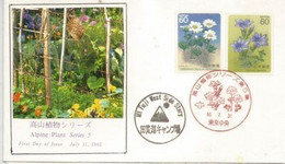 Gentianes, Fleurs Des Alpes Japonaises.Oblit. MT FUIJI West Side.Asagiri Plateau,Mt Fuji,Fujinomiya,Shizuoka Prefecture - Covers & Documents