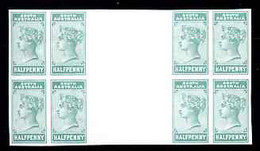 South Australia 1894 1/2d Green Imperf Colour Proof Block Of 8 With Inter-paneau Gutter U/m - Neufs
