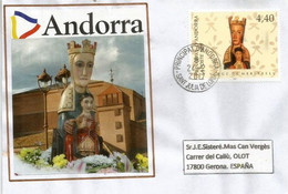 Notre-Dame De Meritxell.,sainte Patronne De L'Andorre., Sur Lettre Adressée En Espagne - Cartas & Documentos