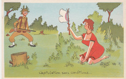 CPSM Grivoise Soldat Militaire Pin-up Sexy Capitulation Drapeau Blanc Culotte Humour Illustrateur J. FAIZANT  2 Scans - Faizant