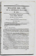 Bulletin Des Lois 361 1851 Brevets D'invention (Samuel Colt, Télégraphe électrique Breguet, Papier JOB Bardou, Godin...) - Décrets & Lois